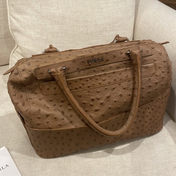 FURLA ostrich handbag. Only wore twice it’s like brand new. - Picture 12 of 17